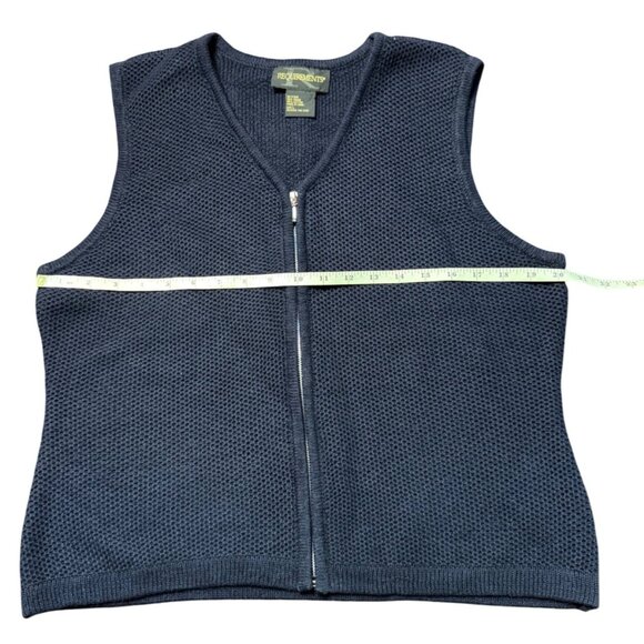 Requirements Womens Navy Blue Waffle Knit Zip Vest Size Large Vintage - Picture 10 of 16